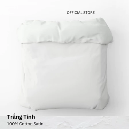  Vỏ chăn mền trơn | Cotton satin | 160x200cm, 180x200cm, 200x220cm | Trắng tinh 
