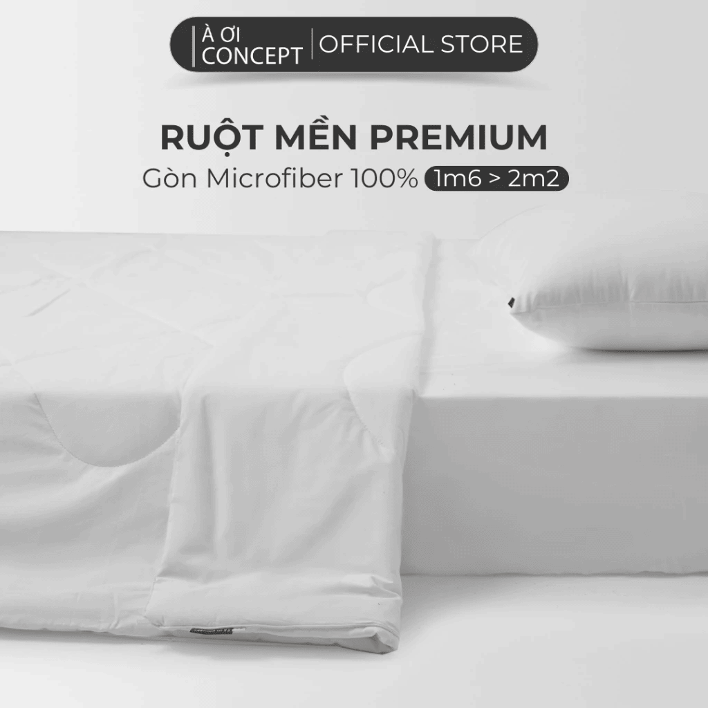 Ruột chăn Premium Cooling | Vỏ cotton | 160x200cm, 180x200cm, 200x220cm | Màu trắng | Mềm mại, Kháng khuẩn | RC0001 | À Ơi Concept