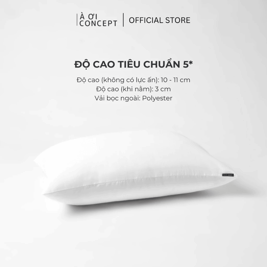 Ruột Gối Nằm Gòn Lông Vũ Deluxe| Nhân Tạo Mềm Mại| Độ Bền Cao, Chống Dị Ứng| 50 x 70 cm| Vỏ Gối Cotton, Poly| À Ơi Concept RGN0002