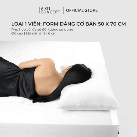 Ruột Gối Nằm Gòn Lông Vũ Premium| 50 x 70 cm| Vỏ Gối Cotton, Poly| Màu Trắng À Ơi Concept RGN0003