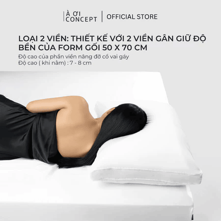 Ruột Gối Nằm Gòn Lông Vũ Premium| 50 x 70 cm| Vỏ Gối Cotton, Poly| Màu Trắng À Ơi Concept RGN0003