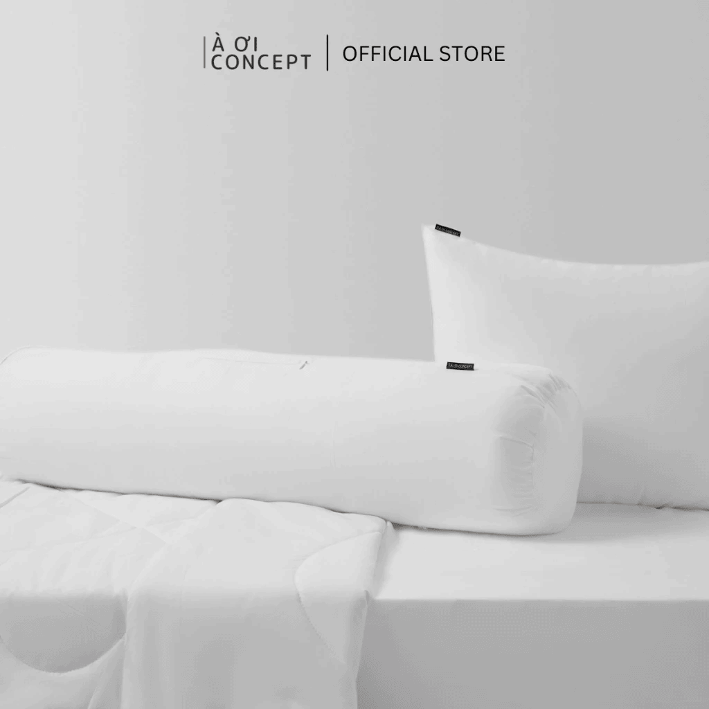 Ruột Gối Ôm Gòn Bông Hạt mềm mại | Vỏ cotton | 37 x 100 cm| Màu trắng | RGO0002 | À Ơi Concept