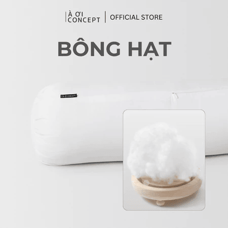 Ruột Gối Ôm Gòn Bông Hạt mềm mại | Vỏ cotton | 37 x 100 cm| Màu trắng | RGO0002 | À Ơi Concept