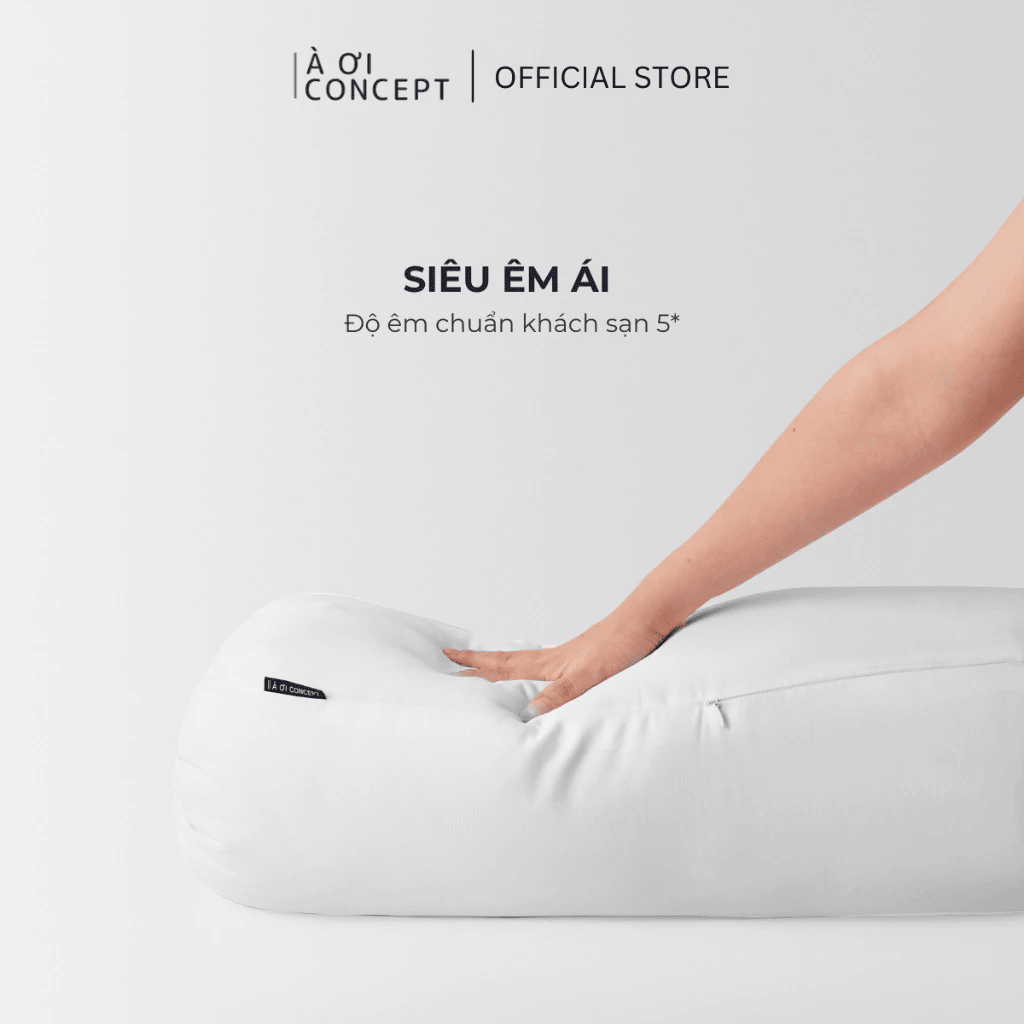 Ruột Gối Ôm Gòn Lông Vũ | 37 x 100 cm| Vỏ Gối Cotton| Màu Trắng À Ơi Concept RGO0001