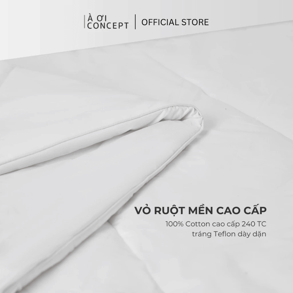Ruột chăn Deluxe Cooling | Vỏ cotton | 160x200cm, 180x200cm, 200x220cm | Bông Tấm | Màu trắng | Mềm mại, Kháng khuẩn | RC0002 | À Ơi Concept