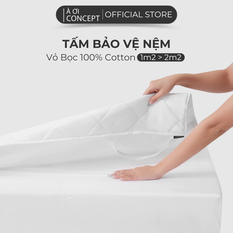  Tấm Bảo Vệ Nệm | Vỏ Cotton/Poly | 100, 120, 140, 160, 180, 200x220cm | Màu trắng 