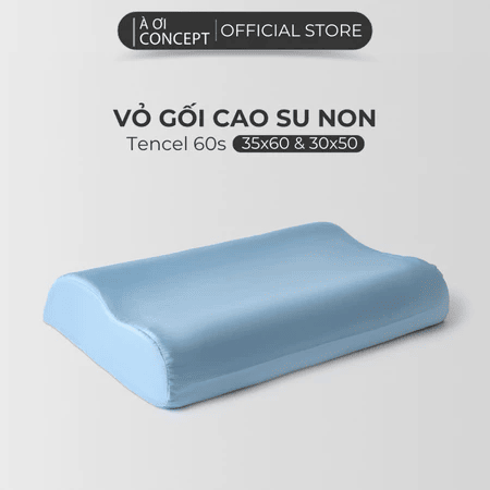  Gối cao su non | Lụa Tencel 60s | 60 x 35 x 8/11 cm | VGCS0001 | 