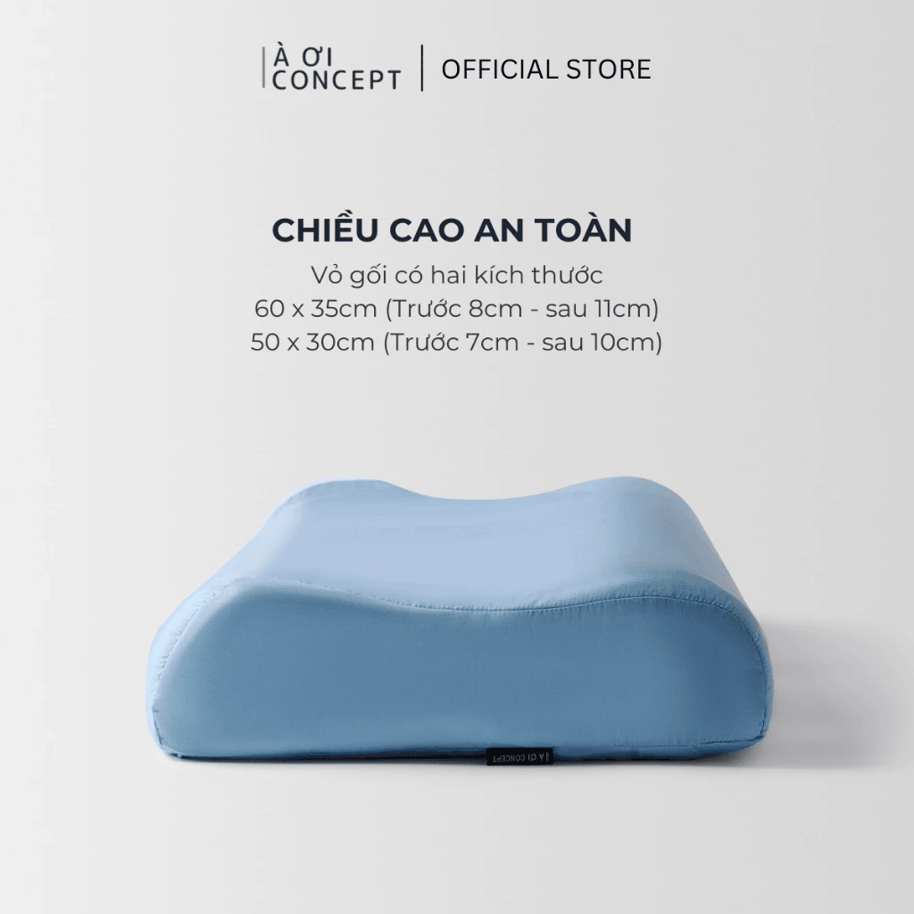 Gối cao su non | Lụa Tencel 60s | 60 x 35 x 8/11 cm | VGCS0001 |