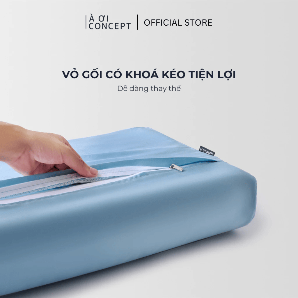 Gối cao su non | Lụa Tencel 60s | 60 x 35 x 8/11 cm | VGCS0001 |