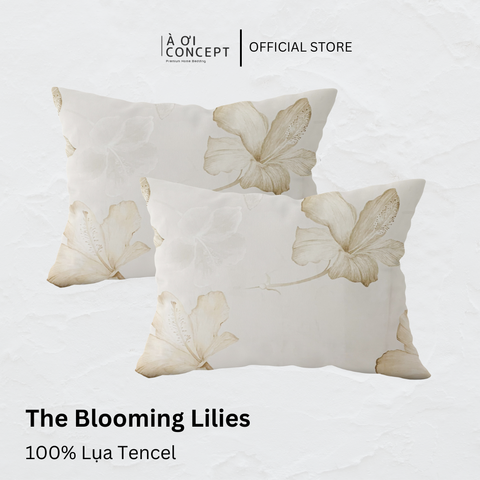  Vỏ gối nằm hoạ tiết | Lụa Tencel | 50x70cm | Túi lồng ruột | Blooming Lilies 