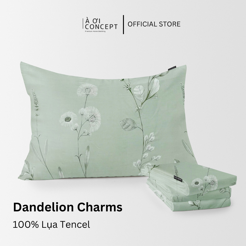 Vỏ gối nằm hoạ tiết | Lụa Tencel | 50x70cm | Túi lồng ruột | Dandelion Charms | Mềm mại, Thoáng khí | VGTC00006 | À Ơi Concept