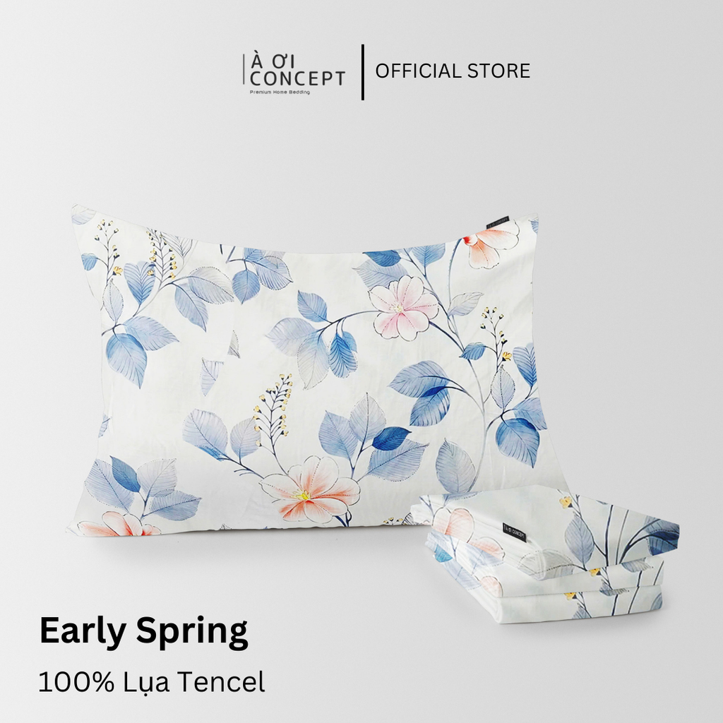 Vỏ gối nằm hoạ tiết | Lụa Tencel | 50x70cm | Túi lồng ruột | Early Spring | Mềm mại, Thoáng khí | VGTC00011 | À Ơi Concept