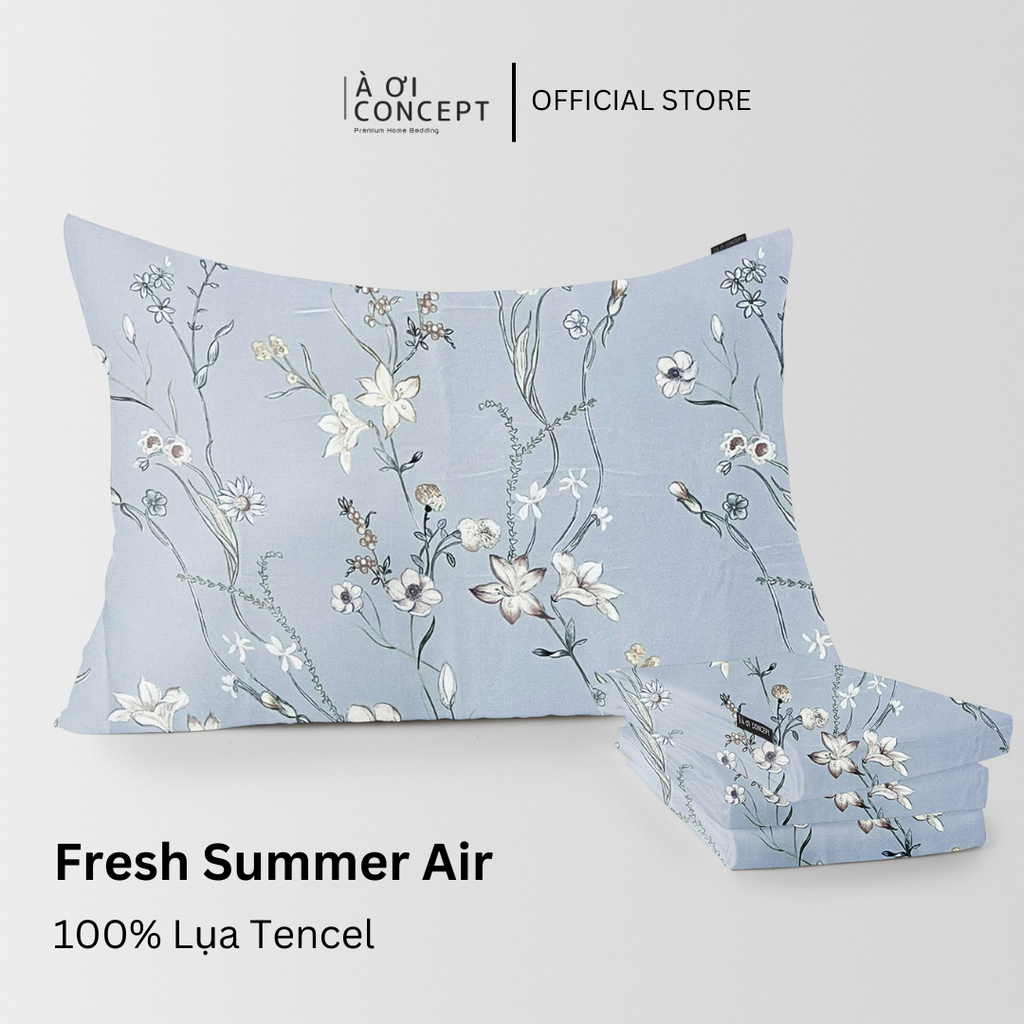 Vỏ gối nằm hoạ tiết | Lụa Tencel | 50x70cm | Túi lồng ruột | Fresh Summer Air | Mềm mại, Thoáng khí | VGTC00013 | À Ơi Concept