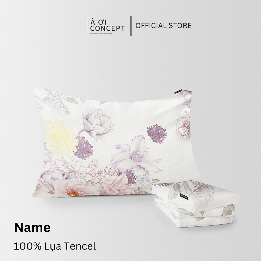 Vỏ gối nằm hoạ tiết | Lụa Tencel | 50x70cm | Túi lồng ruột | Rosie Forest M10 | Mềm mại, Thoáng khí | VGTC00032 | À Ơi Concept