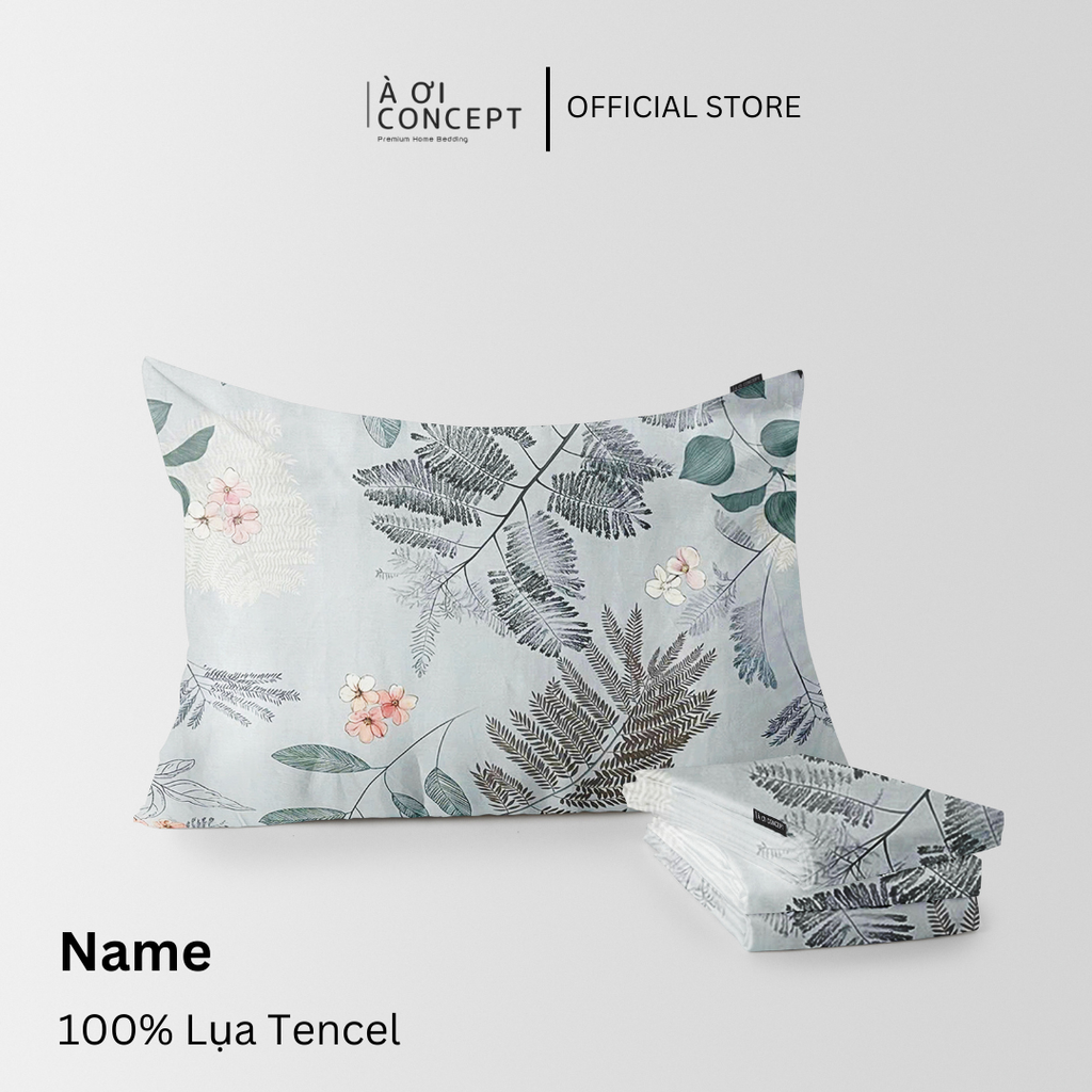 Vỏ gối nằm hoạ tiết | Lụa Tencel | 50x70cm | Túi lồng ruột | Icy Forest Light M4 | Mềm mại, Thoáng khí | VGTC00026 | À Ơi Concept