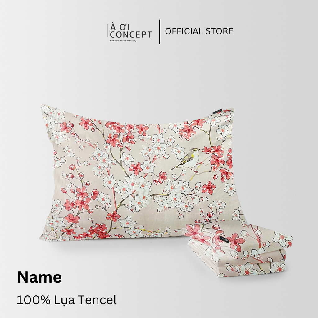 Vỏ gối nằm hoạ tiết | Lụa Tencel | 50x70cm | Túi lồng ruột | Rosie Forest M6 | Mềm mại, Thoáng khí | VGTC00028 | À Ơi Concept