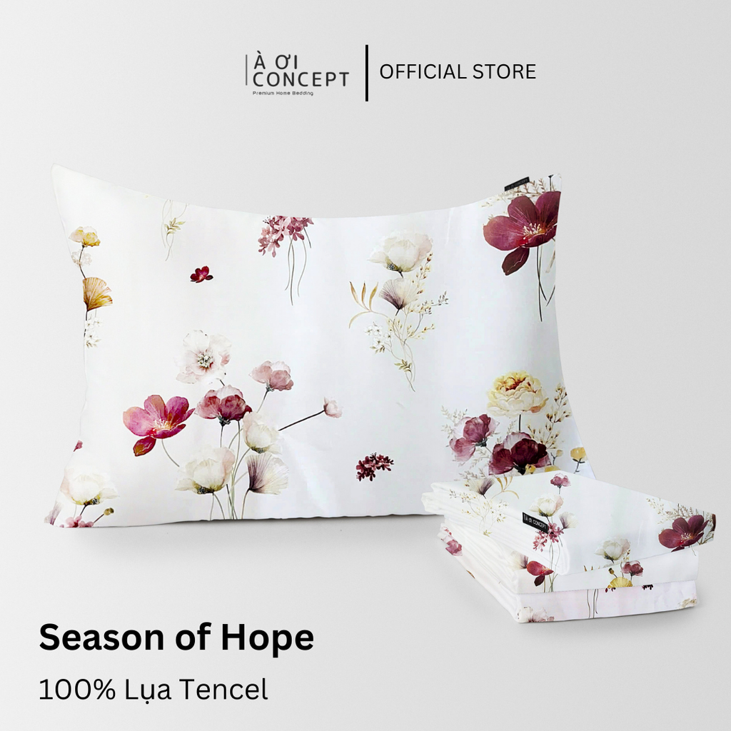 Vỏ gối nằm hoạ tiết | Lụa Tencel | 50x70cm | Túi lồng ruột | Season of Hope | Mềm mại, Thoáng khí | VGTC00035 | À Ơi Concept