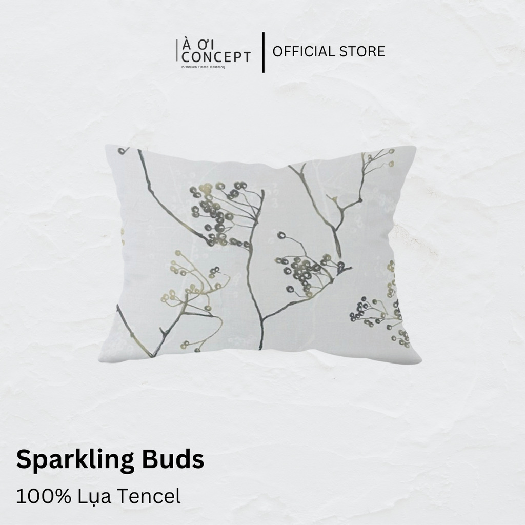 Vỏ gối nằm hoạ tiết | Lụa Tencel | 50x70cm | Túi lồng ruột | Sparkling Buds | Mềm mại, Thoáng khí | VGTC00037 | À Ơi Concept
