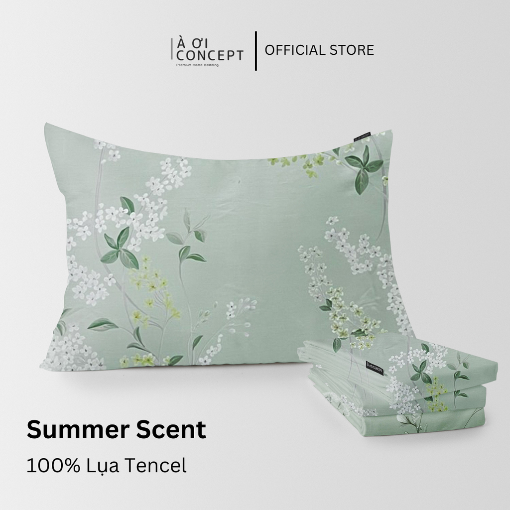 Vỏ gối nằm hoạ tiết trang trí | Lụa Tencel | 50x70cm | Túi lồng ruột | Summer Scent | Mềm mại, Thoáng khí | VGTC00040 | À Ơi Concept