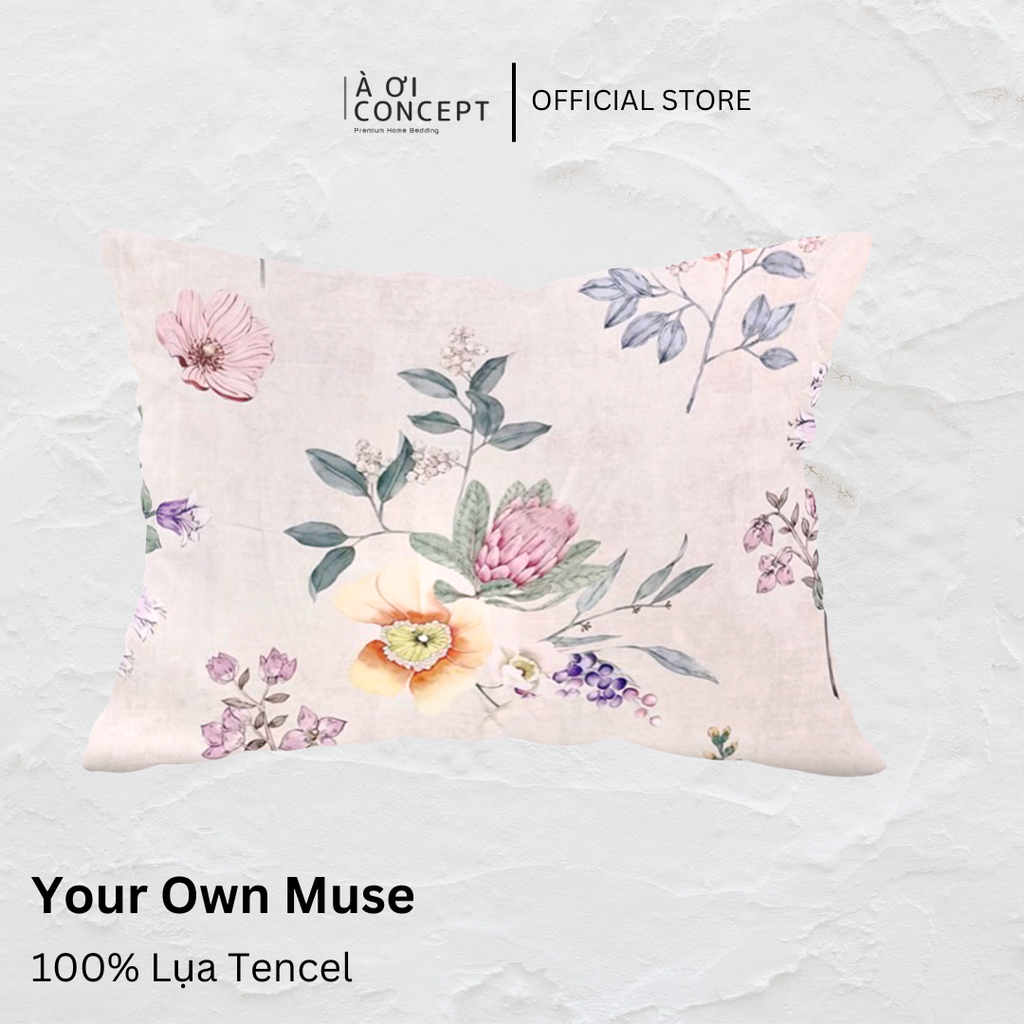 Vỏ gối nằm hoạ tiết trang trí | Lụa Tencel | 50cmx70cm | Túi lồng ruột | Your Own Muse | Mềm mại | VGTC00043 | À Ơi Concept