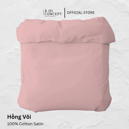 Vỏ chăn mền trơn | Cotton satin | 160x200cm, 180x200cm, 200x220cm | Hồng vôi | Khóa kéo | Mềm mịn, Thấm hút | CMCT0005 | À Ơi Concept