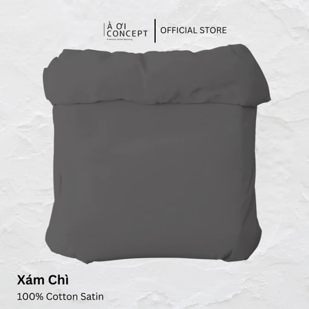  Vỏ chăn mền trơn | Cotton satin | 160x200cm, 180x200cm, 200x220cm | Xám Chì 
