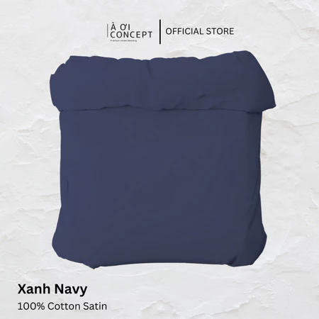  Vỏ chăn mền trơn | Cotton satin | 160x200cm, 180x200cm, 200x220cm | Xanh Navy 