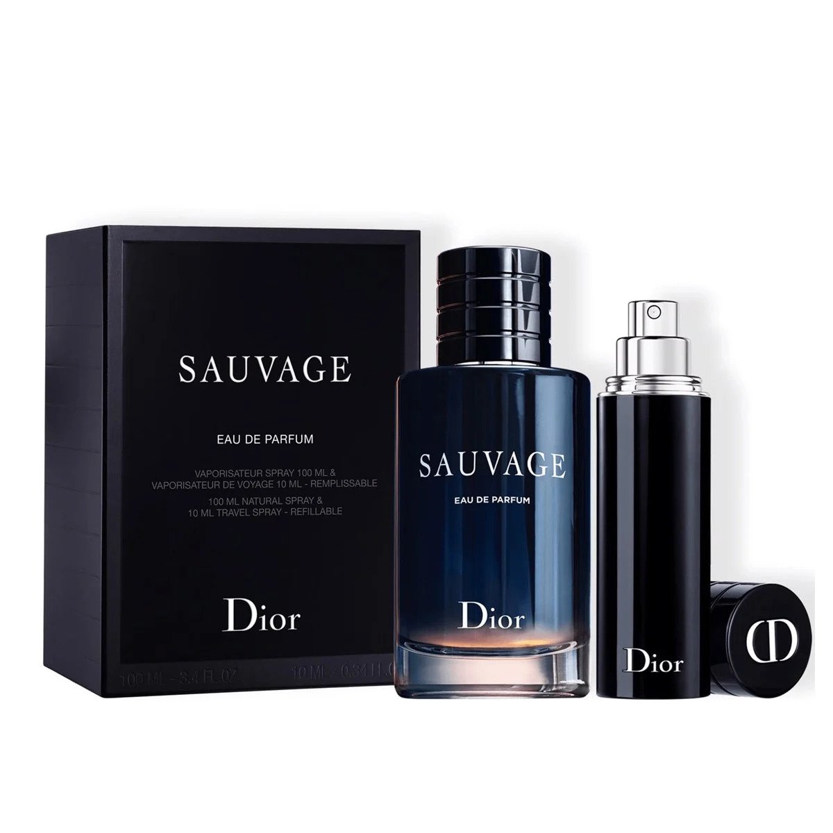 Giftset Dior Sauvage Eau De Parfum - Nước Hoa 100ml + Ống Xịt 10ml (tặng kèm vỏ ống xịt 10ml)