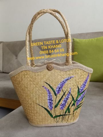 Túi Cói Vintage, Túi Xách Cỏ Bàng Vẽ Hoa Mĩ Nghệ Đẹp Lạ, Cao Cấp, Giỏ Cói Đi Biển Thời Trang Chuẩn Đẹp-TXBSVHLLTK03-05