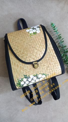 Túi Xách Cỏ Bàng, Balo Cỏ Bàng Mỹ Nghệ Cao Cấp Chuẩn Đẹp-BLCBMNVHCLTK02