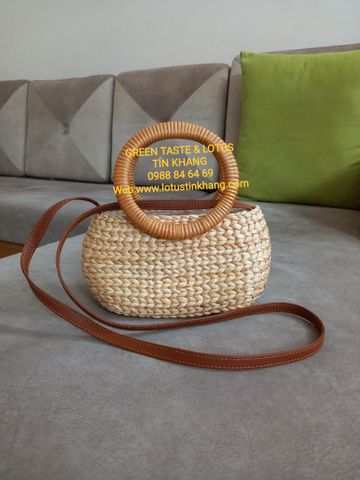 Túi Cói Mini Thời Trang Xinh Xắn, Hot Hit-Túi Xách Lục Bình Baby Đẹp Lạ, Cao Cấp Phối Quai Đeo Chéo, Đeo Vai Tiện Ích-Giỏ Lục Bình TXLBMNQMLTK11-01