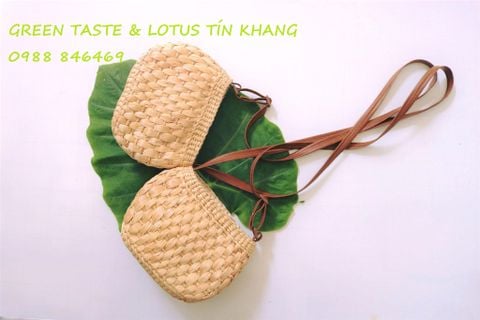 Giỏ Lục Bình Quai Da Nhỏ Xinh Handmade Chính Hãng
