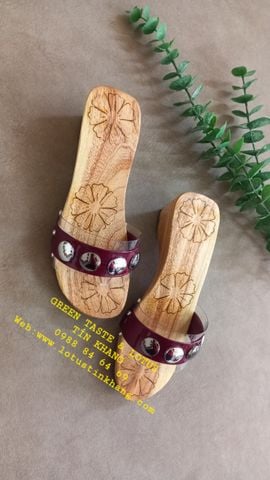 Guốc Gỗ Cao Gót Quai Trong Vẽ Khắc Mỹ Nghệ Đính Hạt Sang Trọng, Chuẩn Đẹp-GGCGVDH04-1