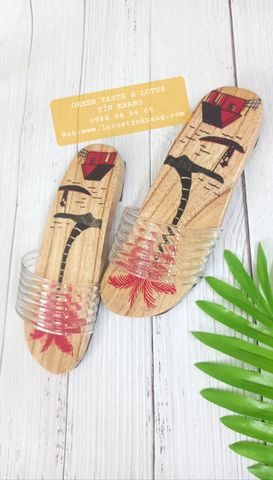 Guốc Gỗ, Guốc Nữ Thời Trang Quai Trong Vẽ Mỹ Nghệ-Guốc Mộc
