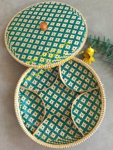 Khay Mứt Tết Bằng Mây Tre Đan Cao Cấp, Chuẩn Đẹp, Hộp Đựng Bánh Kẹo Mứt Tết, Hộp Đựng Quà KMTMTDLTK02-04