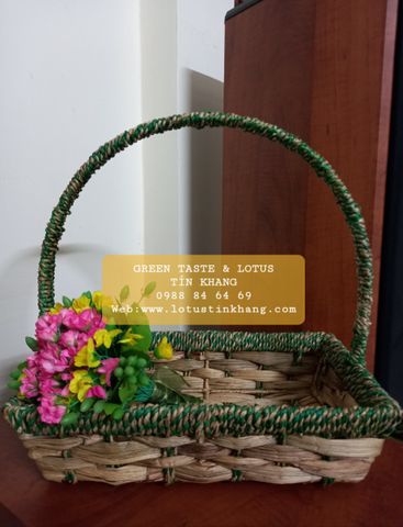 Giỏ Quà Tết Lục Bình và Cói Màu đan Handmade, Giỏ Đựng Quà, hay quà tết