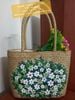 Túi Xách Cỏ Bàng Vẽ Hoa Xuân Đẹp-Giỏ Xách Đi Biển Handmade Thời Trang