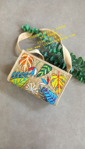 Túi Xách Cỏ Bàng Mini Vẽ Mỹ Nghệ Xinh Xắn-Túi Cói Thủ Công Mỹ Nghệ Chuẩn Đẹp-TXCBMNVMNLTK01