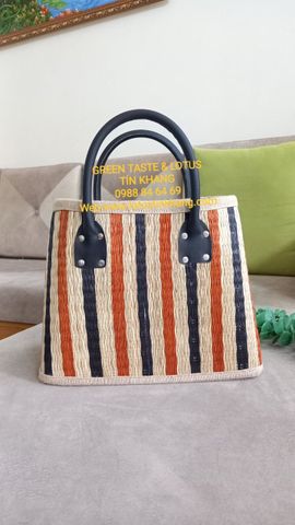 Túi Cói Vintage, Túi Xách Thủ Công Mỹ Nghệ Phối Màu Đẹp Lạ, Sang Trọng, Cao Cấp-TXBPMQSSLTK09-01