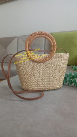 Túi Cói, Túi Xách Lục Bình Quai Mây Phối Quai Đeo Chéo Xinh Xắn-Giỏ Cói Đi Biển, Đi Làm TXLBQMSLTK02 Chuẩn Đẹp