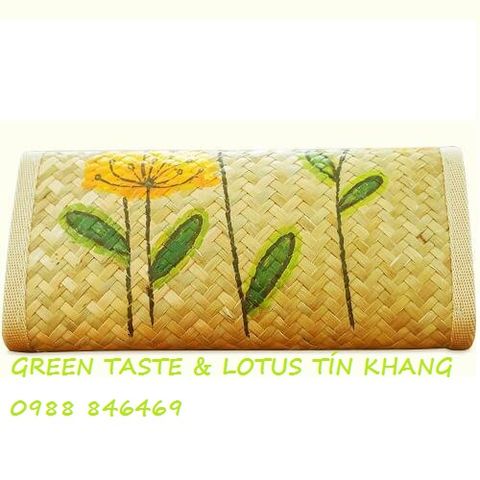 Ví cầm tay Mây Tre Handmade hàng xuất họa tiết hoa bền đẹp