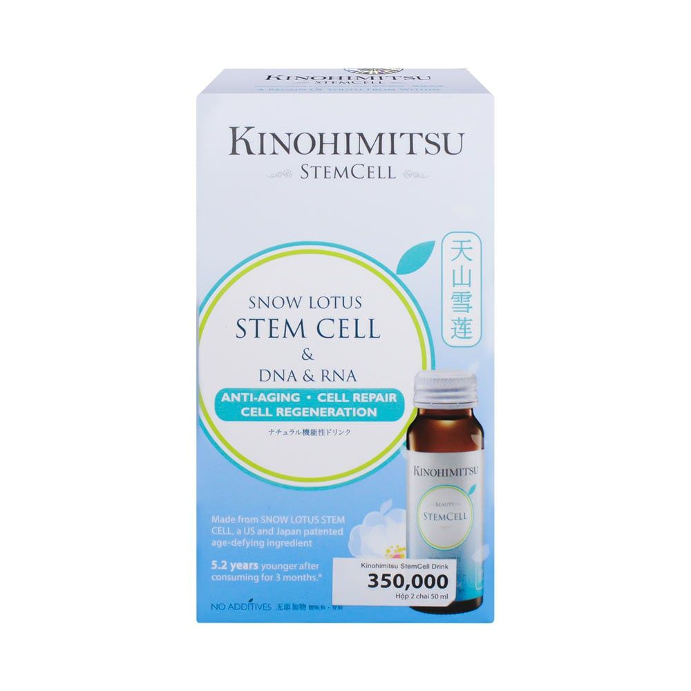Nước uống tế bào gốc trẻ hóa da Kinohimitsu Stemcell Drink (Hộp 2 chai x 50ml)