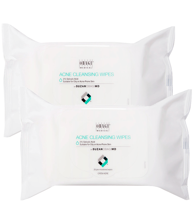 Khăn ướt tẩy trang chứa BHA OBAGI SuzanObagiMD Acne Cleansing Wipes dành cho da mụn