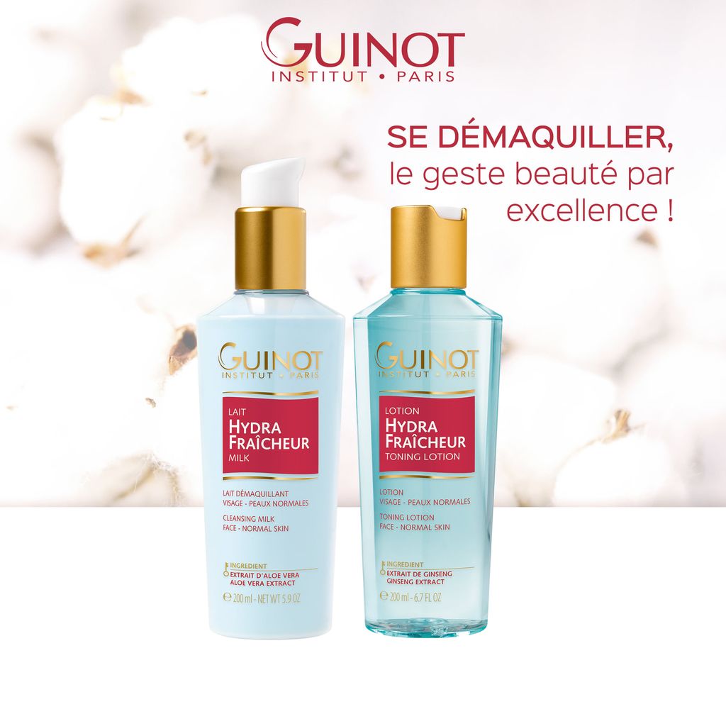 Guinot Lait Hydra Fraicheur 300 Ml – Reiniger Für Alle Hauttypen, Beruhigend, Limitierte Edition