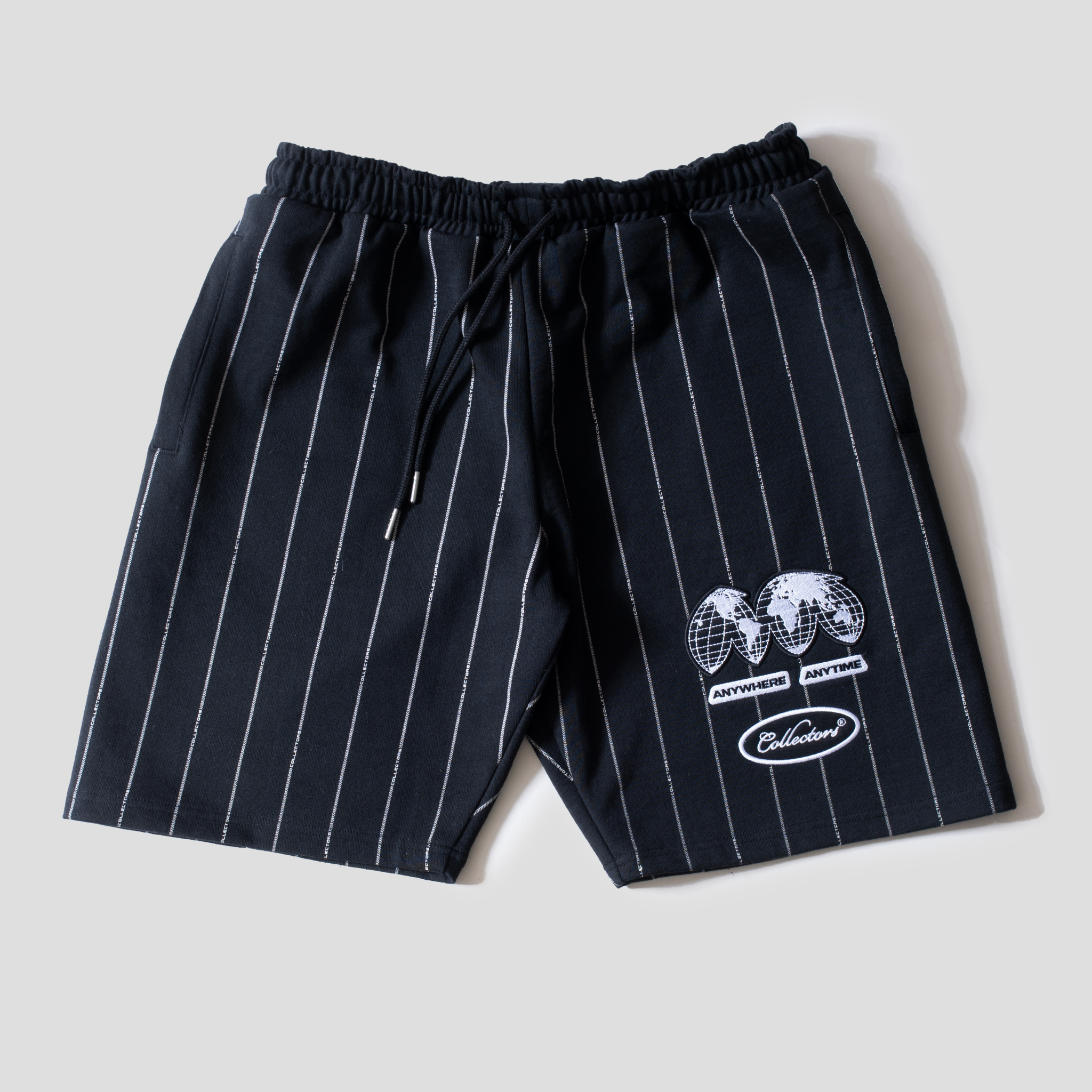  Anywhere Black Baseball Shorts "World Map" 