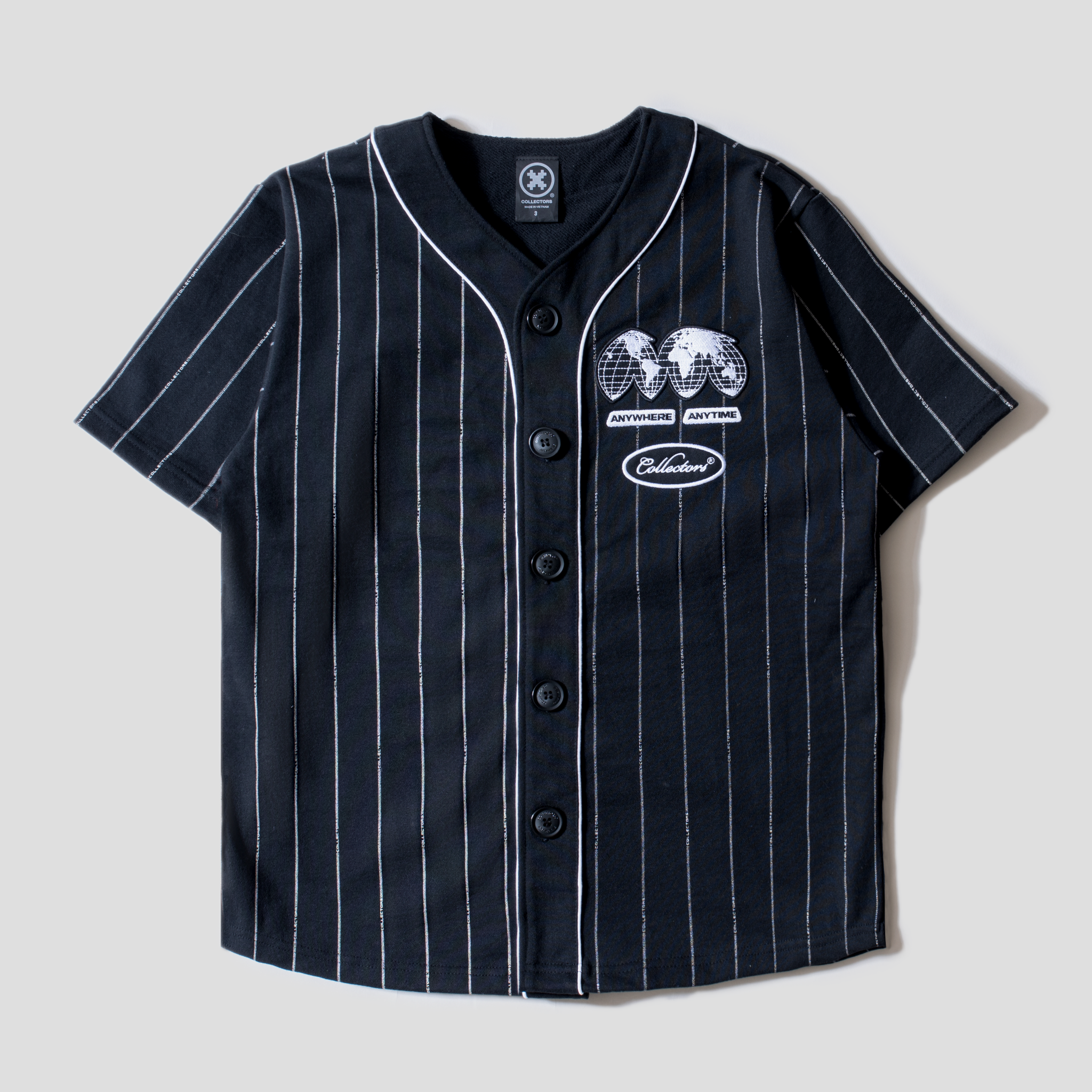  Anywhere Black Baseball Jersey "World Map” 