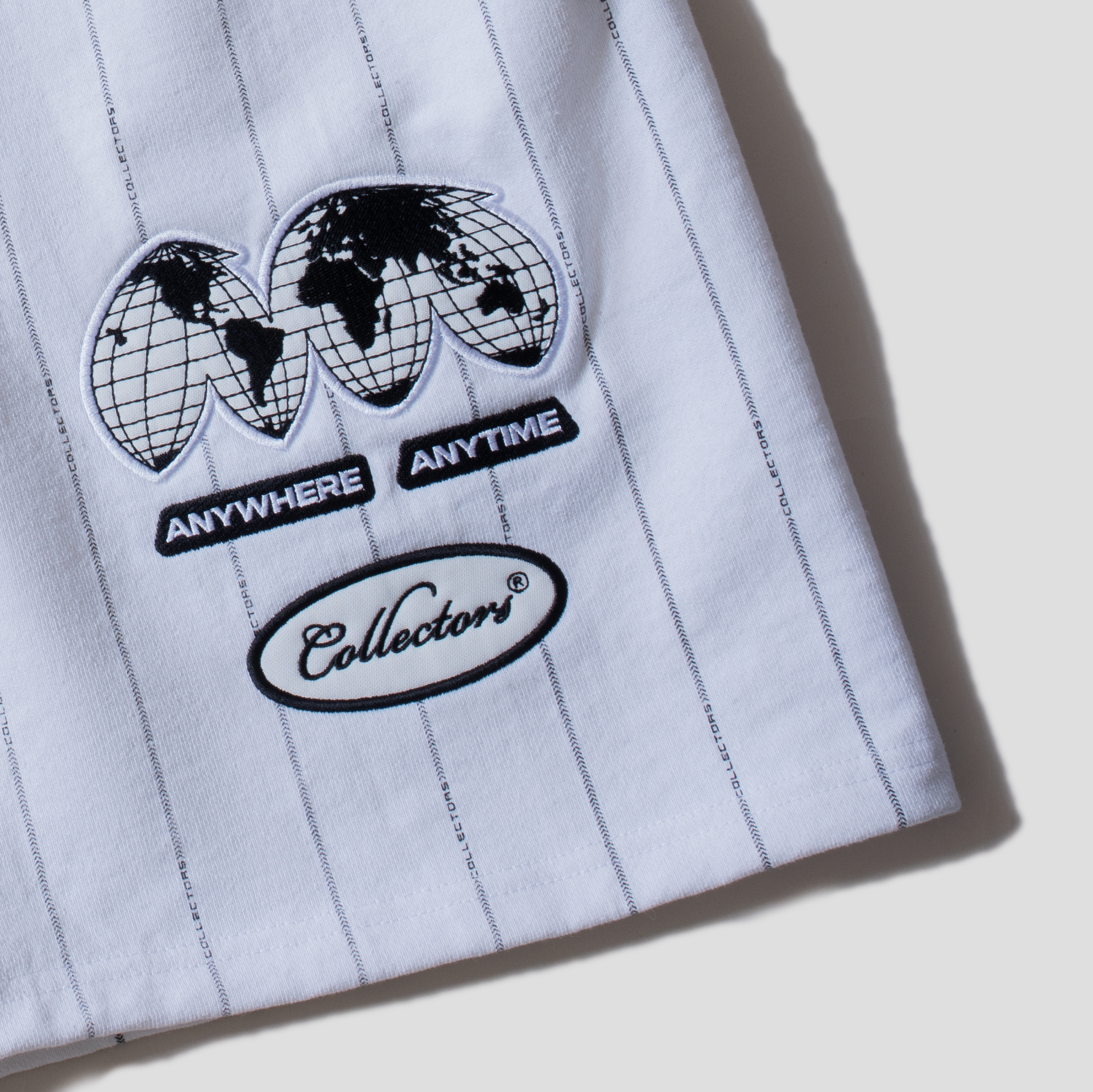  Anywhere White Baseball Shorts "World Map" 