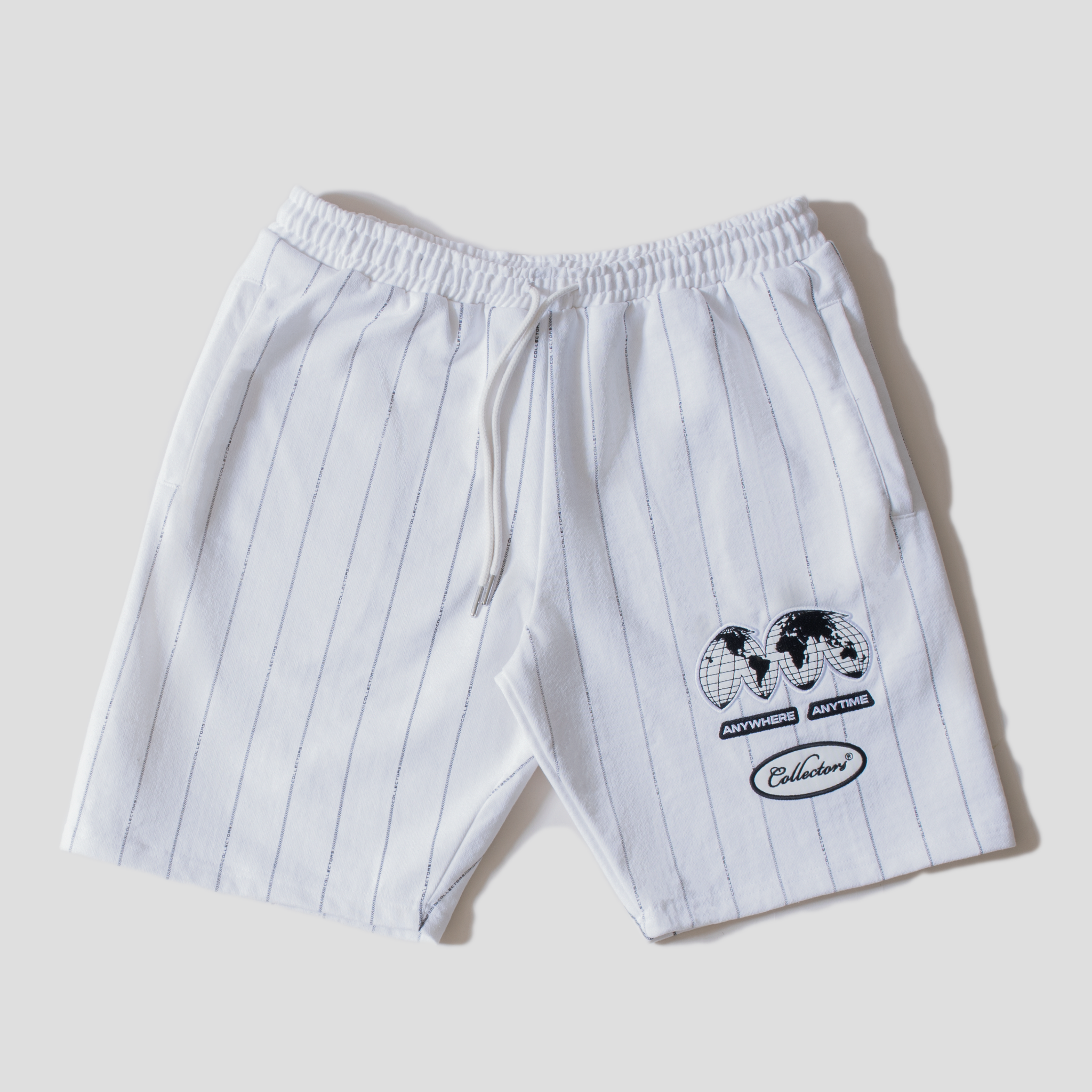  Anywhere White Baseball Shorts "World Map" 