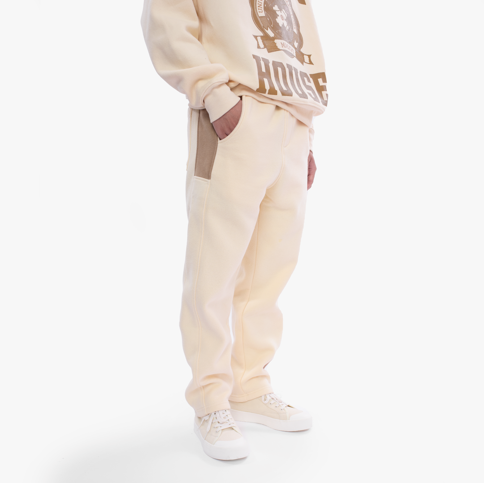  University Beige Sweatpants "Cut & Sew” 