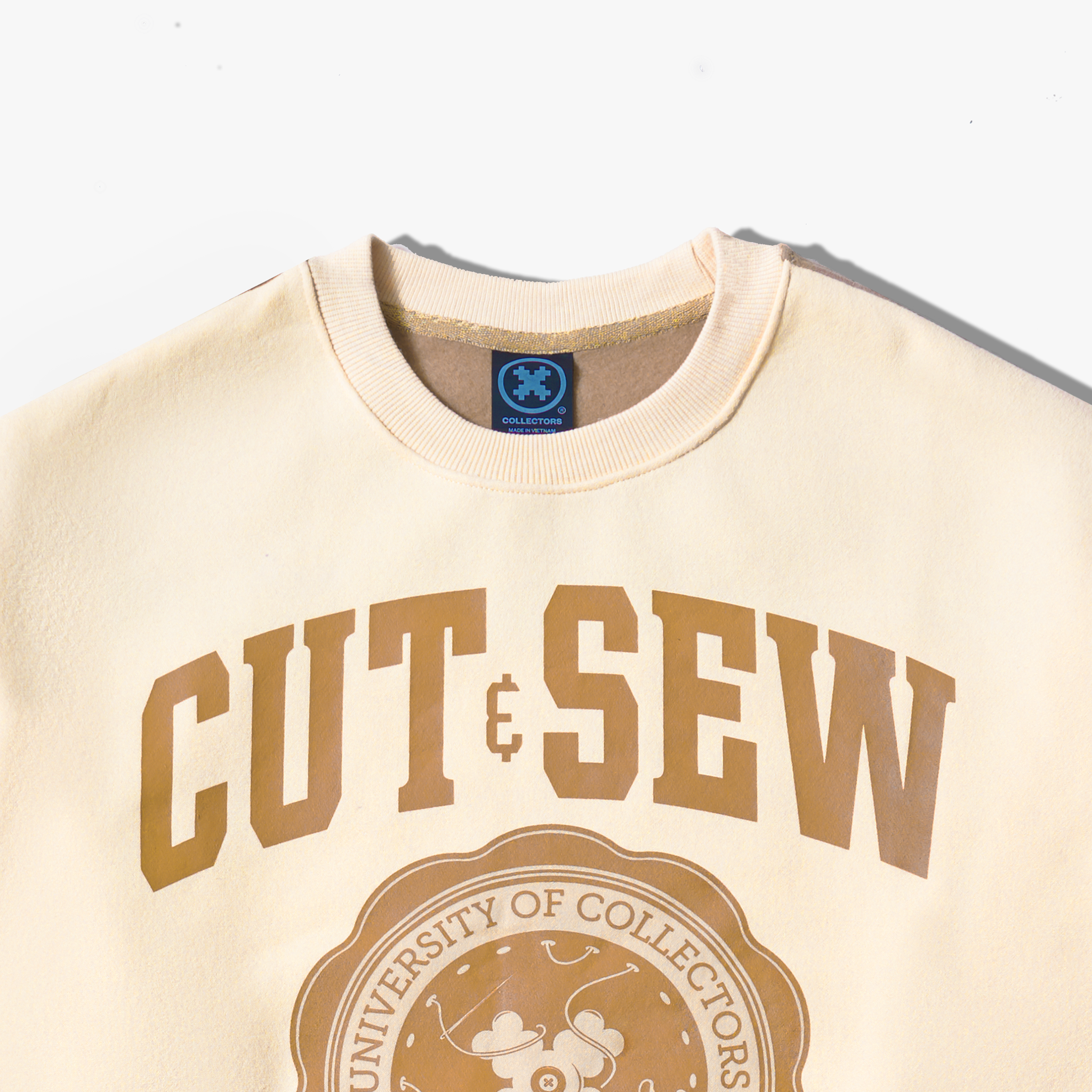  University Beige Sweater "Cut & Sew” 